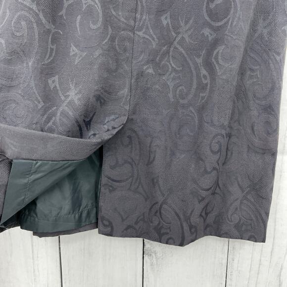 Exec Collection US 10 VINTAGE Y2K Gray Purple Jacquard Blazer Skirt Suit Set - Picture 11 of 13